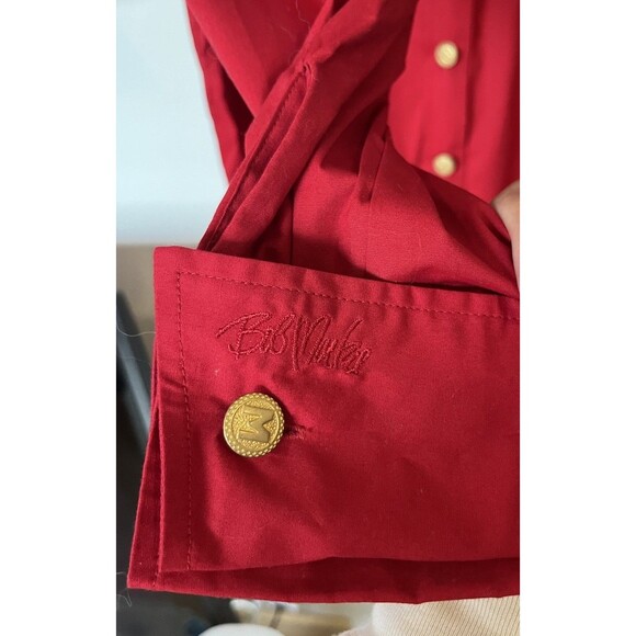 Bob Mackie Cranberry Red Gold Buttons Button Down Shirt Size 1X - Picture 5 of 9